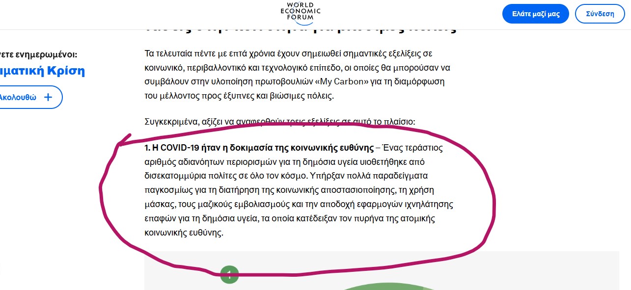 Όταν το Παγκόμιο οικονομικό Φόρουμ παραδέχεται πως το Covid19 ήταν προγραμματισμένο πείραμα μαζικής συμπεριφοράς και κοινωνικής υπακοής, που διεξήχθη σε παγκόσμιο επίπεδο.